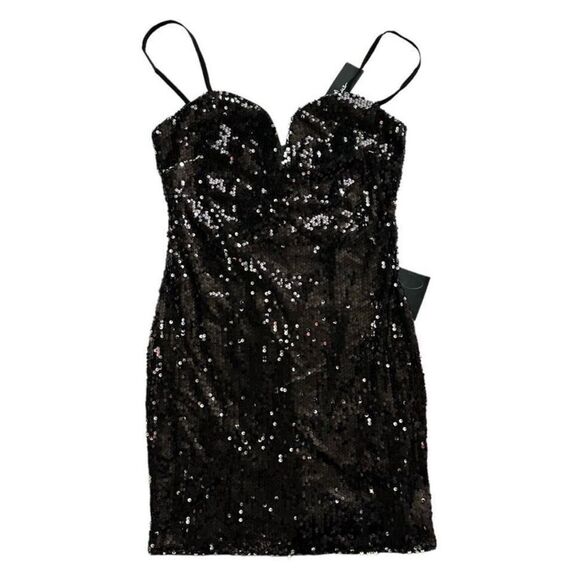 Lulus Dresses & Skirts - Lulus Bring That Sparkle Shiny Black Sequin Dress Bodycon Mini Dress Medium